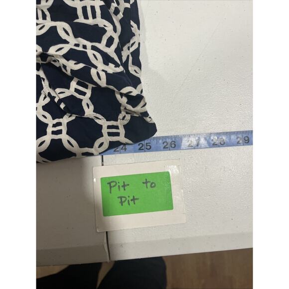 Crown & Ivy Women Blue White Geometric Blouse 3X Nautical Preppy Classic Capsule - Picture 6 of 10